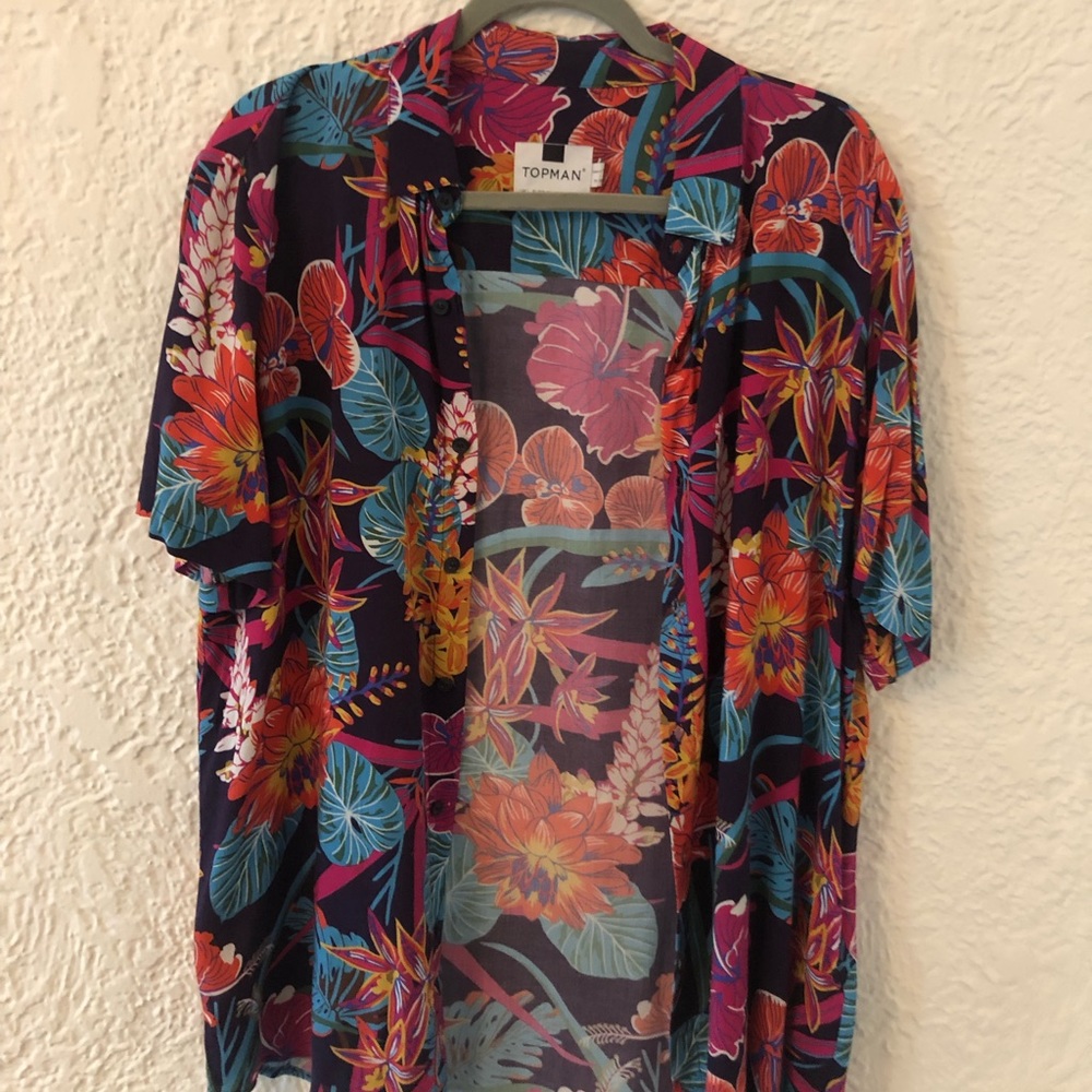 Topman Floral Button Up L
